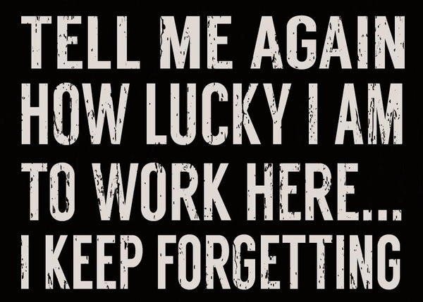 5 X 7 Box Sign Tell Me Again How Lucky I Am To Work Here I Keep Forgetting