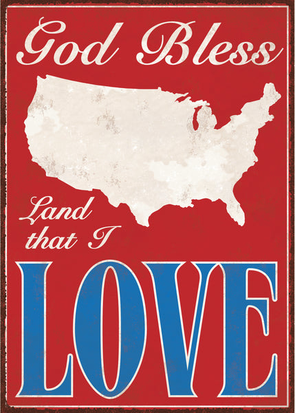 God Bless Land That I Love - 5X7 Box Sign