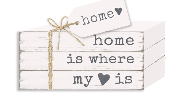 Home Is Where My Heart Is  - Wooden Decorative Book Stack, Home, Everyday